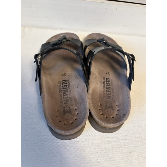 Mephisto Sandals Hannel Black Patten Leather Adjustable Comfort Slide Women's 37 - Picture 8 of 16